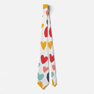 Cute Colourful Hearts Doodle Romantic Tie