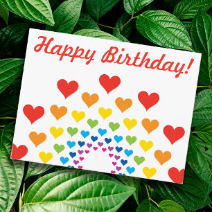 Cute Colourful hearts - Happy Birthday Postcard