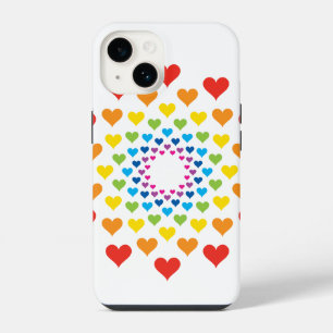Cute colourful hearts iPhone 14 case