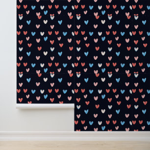 Cute Colourful Hearts on Dark Background Wallpaper