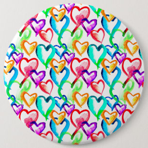 Cute colourful hearts pattern 6 cm round badge