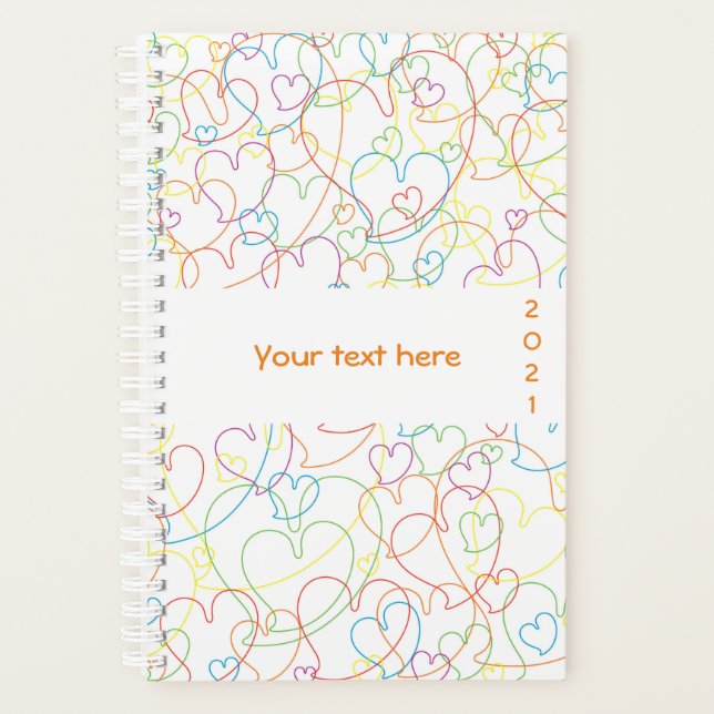 Cute Colourful Hearts Pattern - Hearts Net Classic Planner (Front)