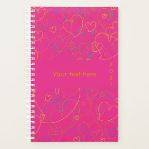 Cute Colourful Hearts Pattern - Hearts Net Pink Planner