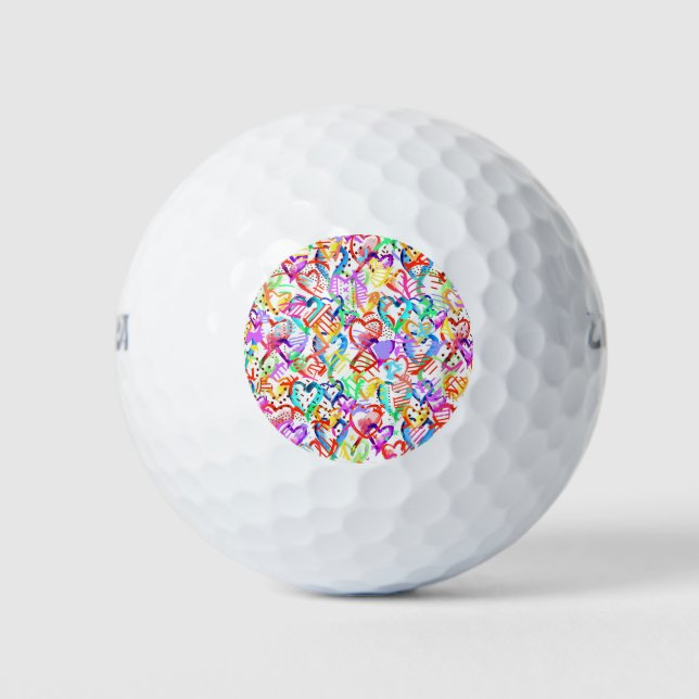 Cute colourful hearts patterns Case-Mate iPhone ca Golf Balls (Front)