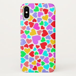 Cute colourful hearts patterns iPhone x case