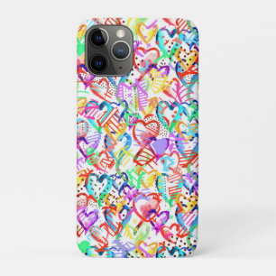 Cute colourful hearts patterns iPhone 11 pro case