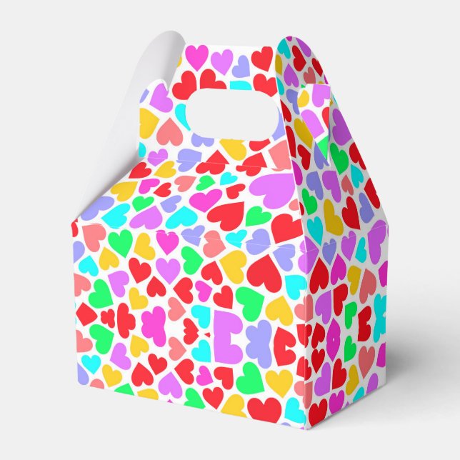 Cute colourful hearts patterns favour box (Back Side)