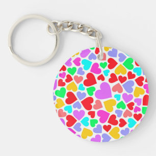 Cute colourful hearts patterns key ring