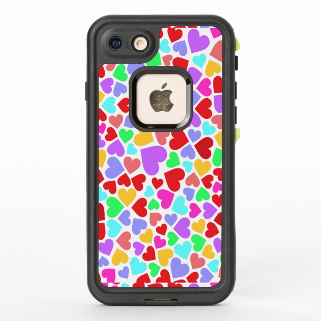 Cute colourful hearts patterns LifeProof iPhone case (Back)