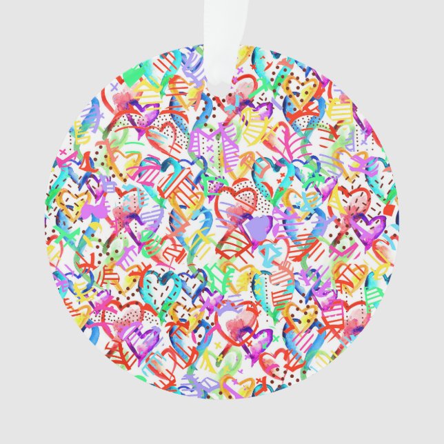 Cute colourful hearts patterns ornament (Front)