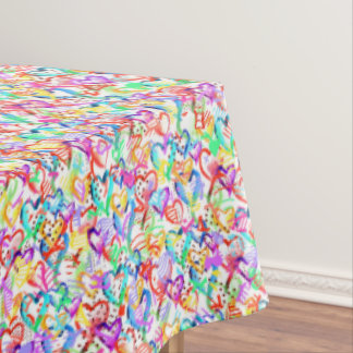 Cute colourful hearts patterns tablecloth