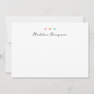 Cute Colourful Hearts Script Stationery Note Card