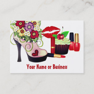Cute Colourful High Heel Cupcake Makeup Nail Salon Business Card