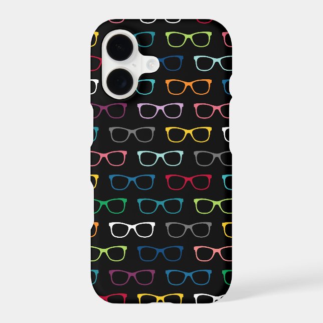 Cute Colourful Hipster Glasses Black Pattern (Back)