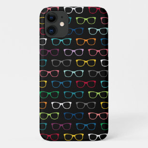 Cute Colourful Hipster Glasses Black Pattern iPhone 11 Case