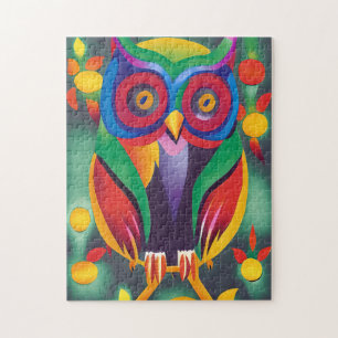 Cute Colourful Holographic Owl Jigsaw Puzzle