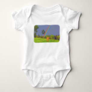 Cute Colourful Horse and Rainbow Design Baby Bodysuit