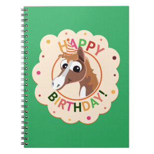 cute colourful horse birthday design notebook