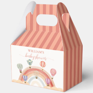 Cute Colourful Hot Air Balloon Rainbow Baby Shower Favour Box