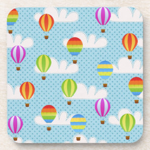 Cute Colourful Hot Air Balloons Pattern Coaster