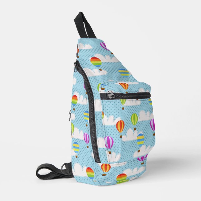 Cute Colourful Hot Air Balloons Pattern Sling Bag (Left Corner)