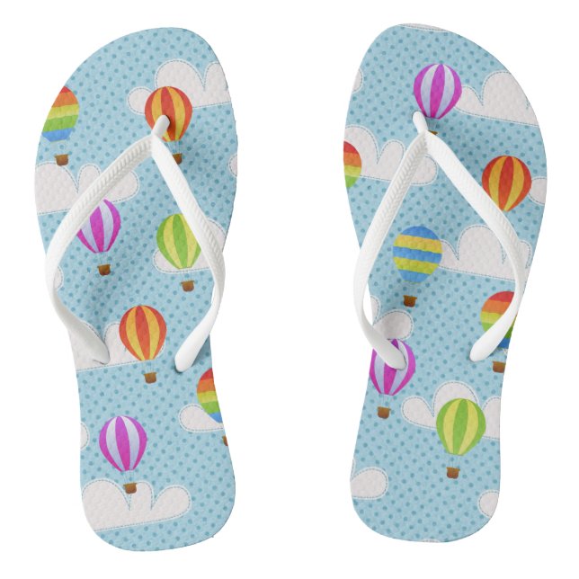 Cute Colourful Hot Air Balloons Pattern Thongs (Footbed)