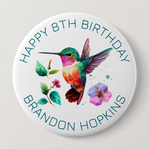 Cute Colourful Hummingbird and flowers 10 Cm Round Badge