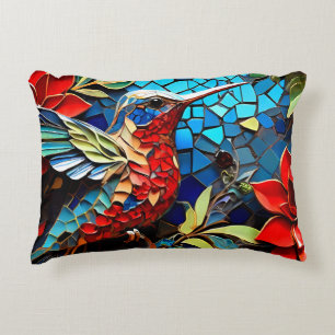 Cute Colourful Hummingbird Mosaics Decorative Cushion