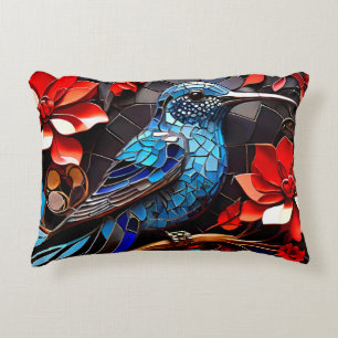Cute Colourful Hummingbird Mosaics Decorative Cushion