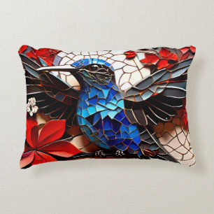 Cute Colourful Hummingbird Mosaics Decorative Cushion
