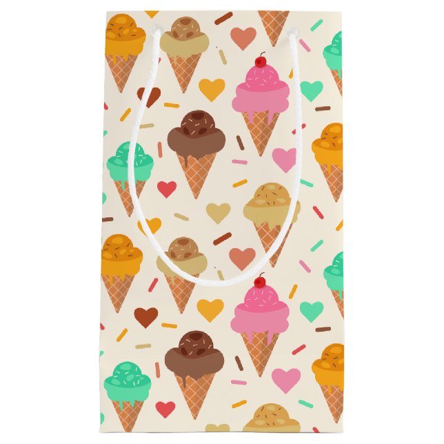 Cute Colourful Ice Cream Cone Pattern  Small Gift Bag (Front)
