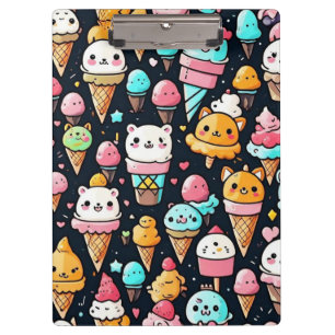 Cute colourful ice cream cones  clipboard