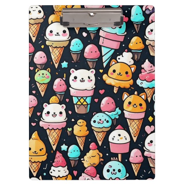Cute colourful ice cream cones  clipboard (Front)