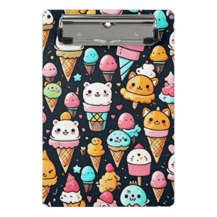 Cute colourful ice cream cones mini clipboard