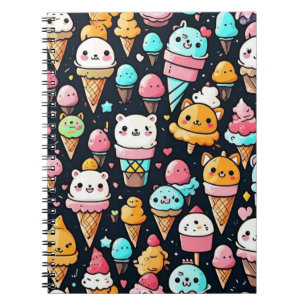 Cute colourful ice cream cones notebook