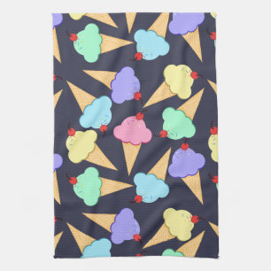 Cute Colourful Ice Cream Cones Tea Towel