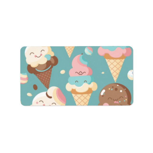 Cute colourful ice cream  label (Front)