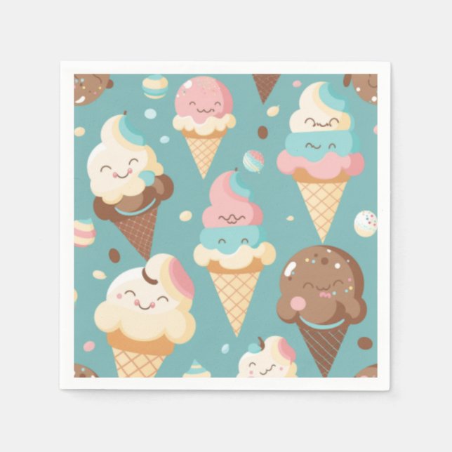 Cute colourful ice cream  napkin (Front)
