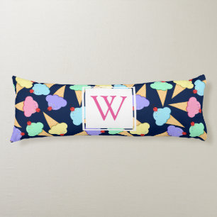 Cute Colourful Ice Cream Pattern Monogram Body Cushion