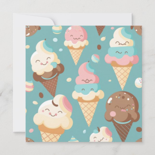 Cute colourful ice cream  thank you card (Front)