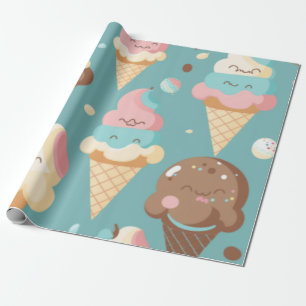 Cute colourful ice cream wrapping paper