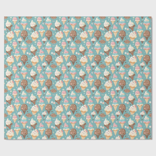 Cute colourful ice cream  wrapping paper (Flat)