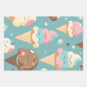 Cute colourful ice cream  wrapping paper sheet