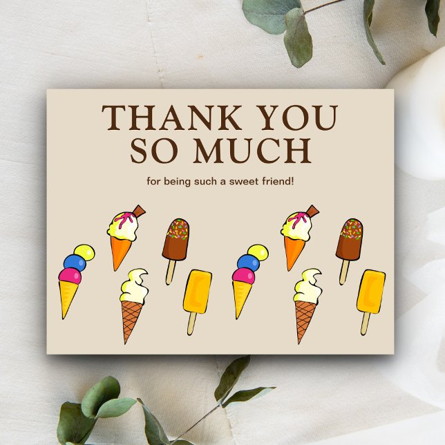 Cute Colourful Ice Creams Beige Thank You Postcard (Creator Uploaded)