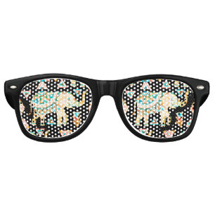 Cute colourful indian elephants pattern retro sunglasses