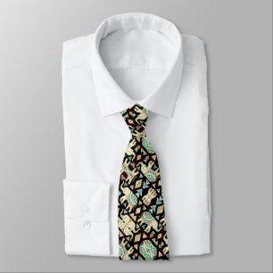 Cute colourful indian elephants pattern tie