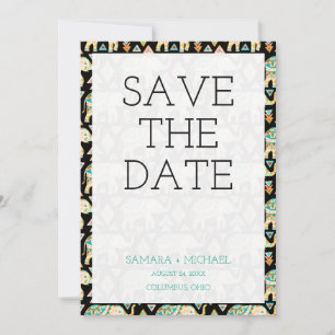 Cute colourful indian elephants save the date