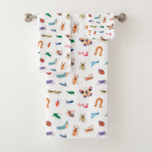 Cute Colourful Insect Pattern Bath Towel Set