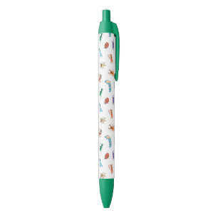 Cute Colourful Insect Pattern Black Ink Pen