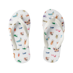 Cute Colourful Insect Pattern Kid's Thongs
